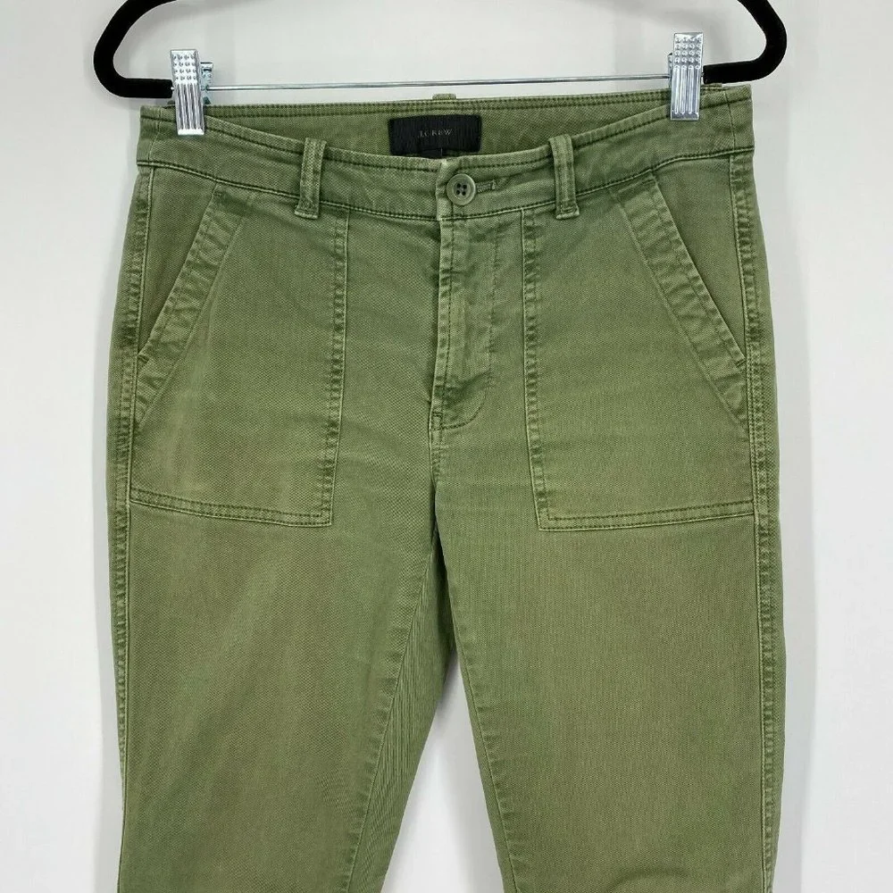 J. Crew Ankle Zip Skinny Jogger Pants Women's Size 0 Mid Rise Stretch Crop Green - Picture 2 of 12